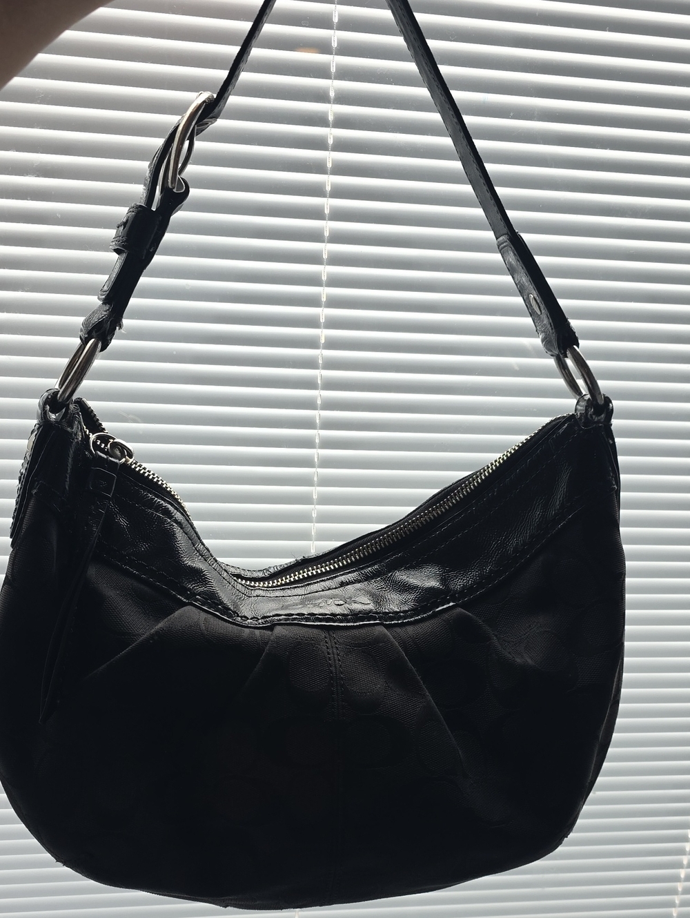 Coach Black Hobo Shoulder Bag with Zip Closure